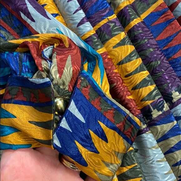 Vintage Fall Jewel Tone Zig Zag Shirtwaist Dress Hot Secretary - Picture 6 of 8